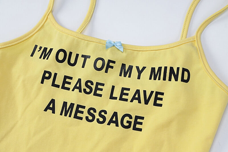 Yellow Out of Mind Letter Print Crop Top
