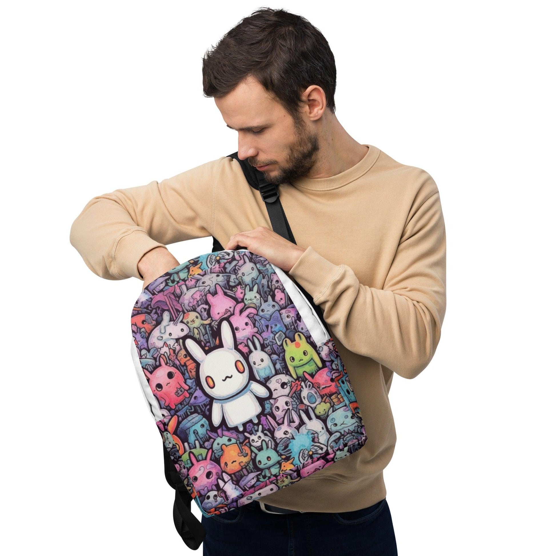 Shop Killer Mutant Kawaii Bunny World Infinite Print Minimalist Backpack , , Killer Lookz , academia, Accessories, bag, bags, everyday, kawaii, new , Killer Lookz , killerlookz.com