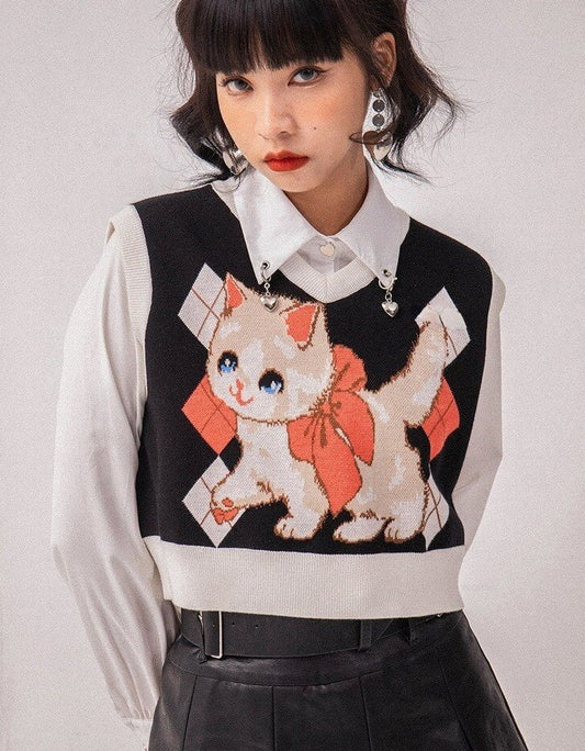 Kitty Cat Knitted Vest