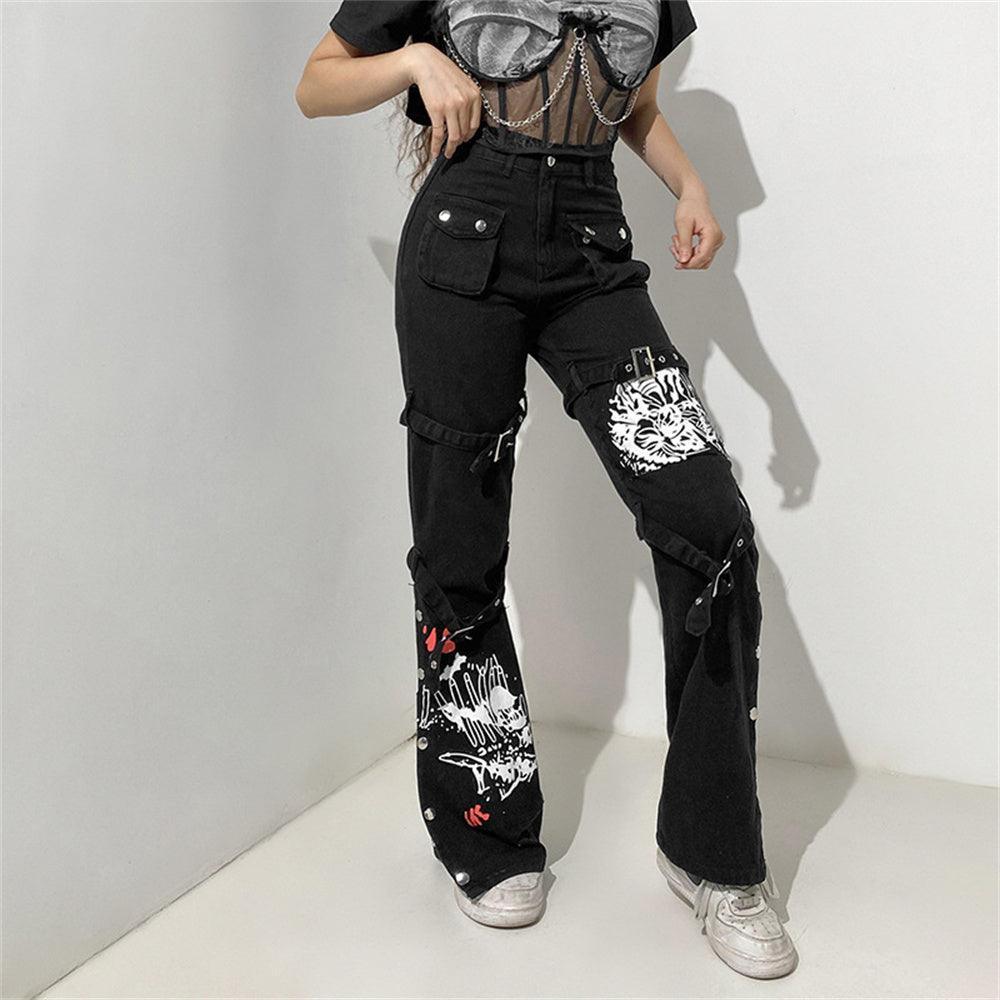 Shop Cyber Gothic Alt Cargo Pants, Bottoms, Killer Lookz, black, bottoms, new, Killer Lookz, killerlookz.com 