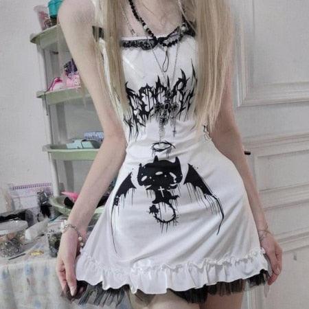 Shop Gothic Girl Punk Sleeveless Tank Dress, dress, Killer Lookz, dress, gothic, new, white, Killer Lookz, killerlookz.com 