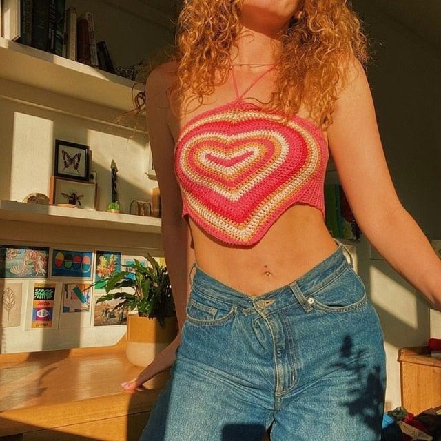 Shop Heart Print Knit Halter Top, Shirts & Tops, Killer Lookz, top, valentines, Killer Lookz, killerlookz.com 