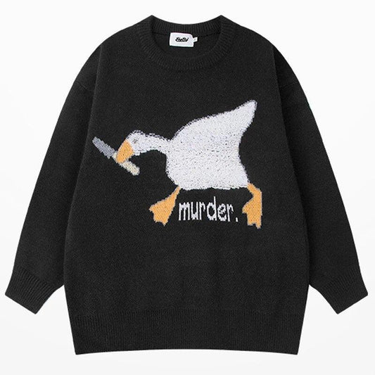 Shop Oversized Untitled Goose Knitted Murder Sweaters, top, Killer Lookz, everyday, gaming, kawaii, new, top, Winter, Killer Lookz, killerlookz.com 