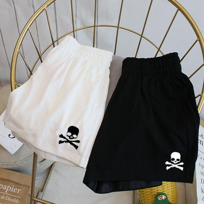 Shop Skull Print Cute Shorts, bottom, Killer Lookz, black, bottoms, new, sale, sales, shorts, skull, Killer Lookz, killerlookz.com 